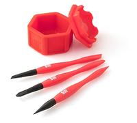 Sili Glue Pod and 3 Sili Micro Glue Brushes with Multi Purpose Sealable Lid/Glue Brush Holder • Fine Tip • Chiseled Tip and Flat Tapered Tip Dual Profile Glue Brushes