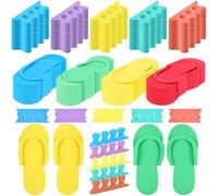 Silicherry 330 Pairs Disposable Pedicure Slippers and Toe Separators Kit Include 80 Pairs Disposable Foam Flip Flops Pedicure Sandals 250 Pairs Toe Separators for Women Nail Hotel Foot Salon Spa