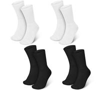 Silicherry 4 Pairs Cotton Soft Eczema Socks White and Black Hydrating Moisturizing Therapy Cotton Socks Eczema Relief for Adult Wet Wrap Non Itch Soft Feet Treatment