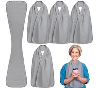 Silicherry 6 Pcs Adult Bibs Scarf for Eating Dignity Dining Protectors Scarf Bibs for Elderly Senior Citizens Washable(Gray)
