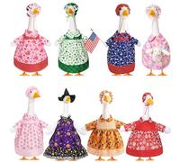 Silicherry 8 Set Holiday Seasonal Goose Outfits for 23" Cement Porch Goose Statue Valentine Easter Spring St. Patrick All Season Costume for Lawn Garden Patio Indoor Outdoor Decor(Girl Style)