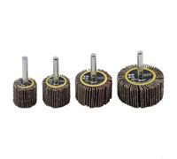Silicon Carbide Sanding Flap Wheel 80 Grit 4 Pcs Assorted Sizes 25 30 40 50 Mm For Rotary Tool Electric Drill Polishing Grinding On Metal Wood Furniture For Mold Craft Model Making With 6 Mm Mandrel