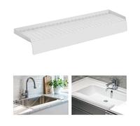 Silicon Edge Protectors for Kitchen Sink, Splash Guard With Suction Cups, Upgraded Design for Quartz, Granite, Bathtub (White, 14" x 4")