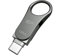 Silicon Power 128GB USB Flash Drive, 360° Swivel Reversible Connector Type C and USB 3.1 . Keychain designed. Water and vibration proof. Data Backup and restore, AES 256-bit encryption