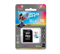 Silicon Power Memory Card Elite 16GB MicroSDHC UHS-1 Class 10, Read up to 85MB/s with SD Adapter, Multicolor