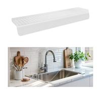 Silicon Sink Edge Protectors for Kitchen Sink, Kitchen Sink Splash Guard, Upgraded Design with Suction Cups, Silicon Sink Protector for Quartz, Granite, Bathtub Splash Guard (White, 30" x 4")