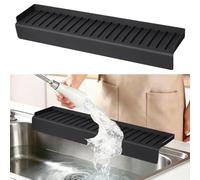 Silicon Sink Edge Protectors for Kitchen Sink, Kitchen Sink Splash Guard, Upgraded Design with Suction Cups, Silicon Sink Protector for Quartz, Granite, Bathtub Splash Guard (Black, 24" x 4")