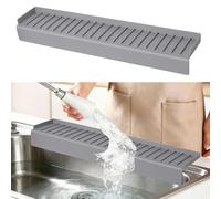 Silicon Sink Edge Protectors for Kitchen Sink, Kitchen Sink Splash Guard, Upgraded Design with Suction Cups, Silicon Sink Protector for Quartz, Granite, Bathtub Splash Guard (Gray, 30" x 4")