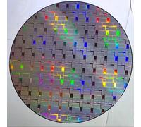 Silicon Wafer Decorative Crystal Round, Semiconductor IC Chip Style Display Piece, Tech-Inspired CPU Pattern Wafer Gift for Desk, Education & Collection (12” size 4 + acrylic bracket)