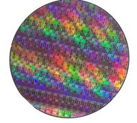 Silicon Wafer Decorative Crystal Round, Semiconductor IC Chip Style Display Piece, Tech-Inspired CPU Pattern Wafer Gift for Desk, Education & Collection (8” No. 5 + acrylic bracket)