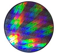 Silicon Wafer Decorative Crystal Round, Semiconductor IC Chip Style Display Piece, Tech-Inspired CPU Pattern Wafer Gift for Desk, Education & Collection (8” No. 1 + acrylic bracket)