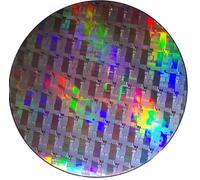 Silicon Wafer Decorative Crystal Round, Semiconductor IC Chip Style Display Piece, Tech-Inspired CPU Pattern Wafer Gift for Desk, Education & Collection (12” No. 3 + acrylic bracket)