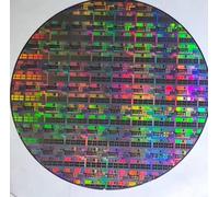 Silicon Wafer Decorative Crystal Round, Semiconductor IC Chip Style Display Piece, Tech-Inspired CPU Pattern Wafer Gift for Desk, Education & Collection (8” size 6 + acrylic bracket)