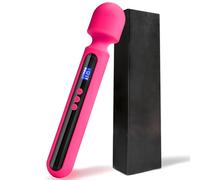 Silicone 12 inch Heavy Duty Vibrator Wand with LCD Display - 10 Pattern 4 Speed Handheld G Spot Vibrator, IPX7 Waterproof Clitoris Vibrator Adult Toys for Women Couples (Red)