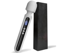 Silicone 12 inch Heavy Duty Vibrator Wand with LCD Display - 10 Pattern 4 Speed Handheld G Spot Vibrator, IPX7 Waterproof Clitoris Vibrator Adult Toys for Women Couples (Grey)