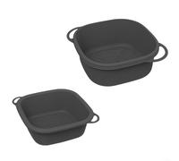 Silicone 2 Pack for 4QT & 6QT - Reusable Non-Stick Cooking Pots with Handles - Grey Black for airfryer Accessories for Oven Microwave Steamer 19x24cm(Black)