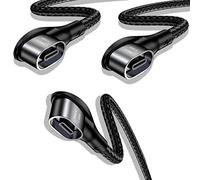 SilicOne 3 x 20 cm 90 Degree Right Angle Platinum Nylon USB-A Magnetic USB Charging Cable Data Cable - Compatible with Smartphone, Tablet, Laptop, Power Bank