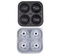Silicone 3D Big Ice Ball Maker 4 Cavities Soccer Ball Shaped(Black) | Silicone 3D Big Ice Ball Maker with Lid 4 Cavities Soccer Ball Ice Cube Mould for Cocktail Fruit Drinks Ice Cream
