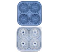 Silicone 3D Big Ice Ball Maker 4 Cavities Soccer Ball Shaped(Blue)