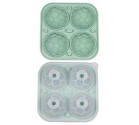 Silicone 3D Big Ice Ball Maker 4 Cavities Soccer Ball Shaped(Green) | Silicone 3D Big Ice Ball Maker with Lid 4 Cavities Soccer Ball Ice Cube Mould for Cocktail Fruit Drinks Ice Cream