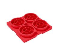 Silicone 4-Slot Burger Press Patty Container 35cm Red | This red silicone burger press four uniform patties simultaneously while keeping them organised inside the fridge.