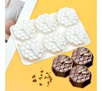 Silicone 6-Cavity Cake Fondant Mousse Mold Chocolate Baking Mould, Pastry Dessert Ice Tray Molds Candy DIY Wax Aromatherapy Soap Candle Craft (Honeycomb)