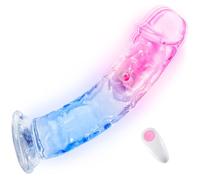 Silicone 8 Inch Realistic Wireless Vibrating Dildo 10 Vibration Modes LED Glow Suction Cup Waterproof