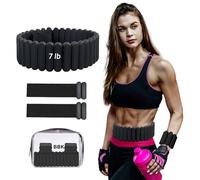 Silicone Adjustable Weighted Belt for Women & Men - DIY Weighted Walking & Exercise Belt with Removable Weights - Gym, Strength Training, Yoga, Hiking - Free Weight Adjustment for Wrist & Ankle（7lb