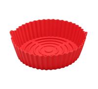 Silicone Air Fryer Baking Pan Liner 19x19x6cm with Handles Red | Reusable Washable Design, Smooth Non-Stick Surface, Easy Food Release, for Fish Fillets, Desserts, Home Cooks