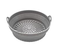 Silicone Air Fryer Basket Liner, Food Grade Reusable Liners, Non Stick Heat Resistant Baking Tray, Foldable Handle Design, Dishwasher Safe, for Oven Microwave Roasting (Grey, 20 * 20 * 6)