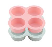 Silicone Air Fryer Egg Mold, 2Pcs Reusable Air Fryer Egg Pan, Non-Stick Muffin Pans for Baking, 4 Cavity Cupcake Baking Mould for Making Mini Pie, Hamburger Bun Pan(pink+blue)