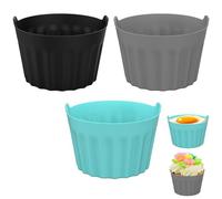 Silicone Air Fryer Egg Moulds, Nonstick Ramekins for Air Fryer, Reusable Fryer Baking Pans Poached Egg Cups Round Cake Moulds Air Fryer Accessories for Cooking Baking
