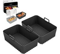 Silicone Air Fryer Liner 2-Pack - for Ninja Duel AF400UK/AF451UK, Tower T17088, Instant Vortex, Salter 8.5-9.5L - Compatible with Ninja Double Stack Non-Stick, Reusable, Dishwasher Safe