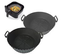 Silicone Air Fryer Liner, 2 Pack Round Silicone Air Fryer Basket Liners Reusable Compatible with Ninja AF101 AF141 AF150 AF161, Fits for 3QT to 5QT Airfryer