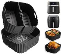 Silicone Air Fryer Liner for Russell Hobbs XXL 8L 27170-56,3PCS Air Fryer Liners Silicone for Russell Hobbs XXL 8.3 L 27632-56 Reusable 2-in-1 Silicone Air Fryer Accessories for Air Fryer Basket Trays