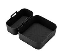 Silicone air Fryer Liner Rectangle Air Fryer Silicone Liner 3L/6L Big Small Double Basket Airfryer Accessories Mold for Kitchen(Black)