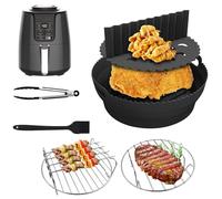 Silicone Air Fryer Liner, Reusable Ninja Air Fryer Accessories, 5.2L Collapsible Round Silicone Liners with Divider Insert Multicooker for Ninja Air Fryer AF100uk, AF160UK, COSORI