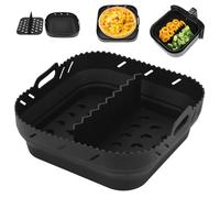 Silicone Air Fryer Liner, Square Air Fryer Liner with Divider, Air Fryer Accessories, 8.5 inch Reusable Air Fryer Basket/Instant Vortex Air Fryer