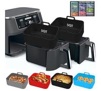 Silicone Air Fryer Liners 10QT, Reusable Airfryer Basket Liners for Ninja DZ550/DZ401, 2Pcs 5QT Large Air Fryer Accessories, Dishwasher safe (8.46 * 5.9 inch （10 QT）, DZ401 - Black)