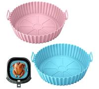 Silicone Air Fryer Liners - 2 Pack Reusable Non-Stick Basket Liners for Ninja, Tower, Cosori Air Fryers - Heat Resistant, Easy Cleaning, Dishwasher Safe, Fits 3-5L Baskets