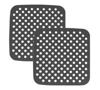 Silicone Air Fryer Liners 2 Pack Reusable Non-Stick Dual Basket Air Fryer Liner Mats for Double Drawer Dual Air Fryer and Steaming Basket Accessories Heat Resistant (Square)