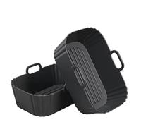 Silicone Air Fryer Liners 2 Pack, Reusable Rectangular Air Fryer Basket Tray Accessories for 7.6L-9.5L Baskets, Fits Ninja Dual, Tower, COSORI, Instant