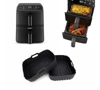 Silicone Air Fryer Liners 2Pack For Cosori Air Fryer Turbo Tower Compact 8.6L Double-Stack, Reusable Airfryer Accessories Silicone Trays Basket For COSORI CAF-DC861-AUK