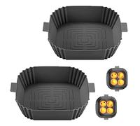 Silicone Air Fryer Liners, 2Pack Square Air Fryer Silicone Basket Tray Airfryer Accessories Reusable Air Fryer Accessories Air Fryer Liners for Tower Ninja COSORI Tefal Philips Gourmia Airfryer