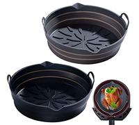 Silicone Air Fryer Liners 2Pcs 7.9 Inch Thick Collapsible Air Fryer Baking Pan Reusable Silicone Pan Food Grade Silicone Air Fryer Accessories Replacement Disposable Parchment Paper