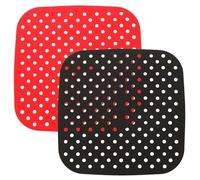 Silicone Air Fryer Liners 2Pcs Non Stick Silicone Mat for Air Fryer 8.3x8.3'' Square Perforated Airfryer Liners Parchment Paper Replacement, Basket
