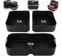 Silicone Air Fryer Liners 3 Pcs, for Ninja 10.4L Foodi Flexdrawer AF500UK