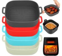 Silicone Air Fryer Liners, 7.8 inches 4PCS Liners Reusable Accessories Non-Stick, Oil-Proof, Water-Proof. Food Grade Silicon Baking Tray for Roasting Microwave (Pack 4)