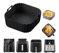 Silicone Air Fryer Liners for 5-8QT,LYHOLKEER 8.8inch Square Air Fryer Liners Reusable Basket for Ninja AF141 AF142 AF181 AF182,Cosori,Chefman,Instant Pot,Other 5 5.5 6 6.5 7 7.5 8 Quart