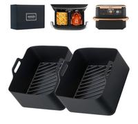Silicone Air Fryer Liners for AF500UK Ninja Foodi FlexDrawer 2Pcs | Dense raised ridges elevate food for Crisp AirFlow. Air Fryer Accessories for 10.4L AF500UK, SL400UK, Cosori Dual Blaze